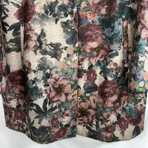 Fiorella Rubino floral print snap front coat with pockets Sz 8 - Picture 5 of 13
